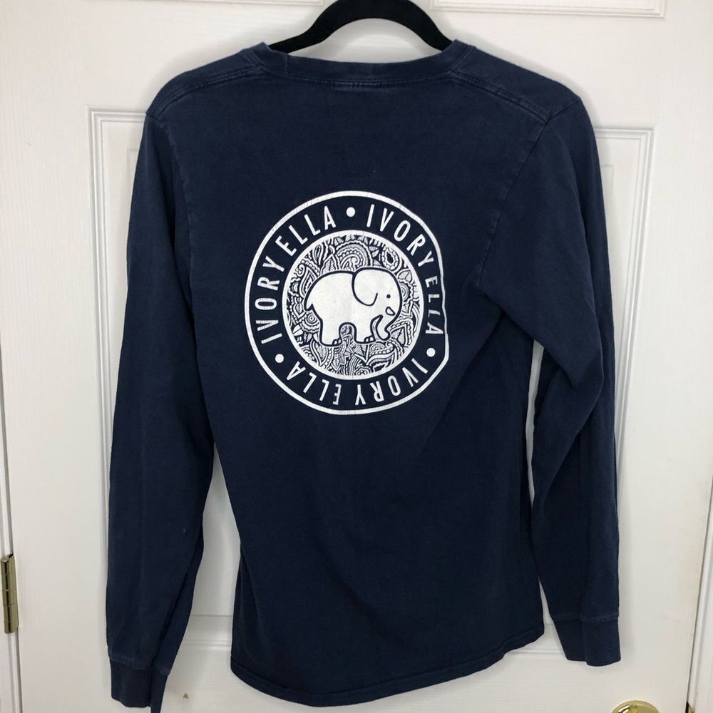 Ivory Ella long sleeve navy tee shirt size small - Picture 5 of 9